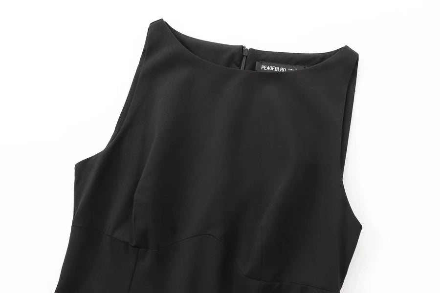 Women's Sheath Dress Elegant Round Neck Bowknot Pleated Sleeveless Solid Color Above Knee Daily