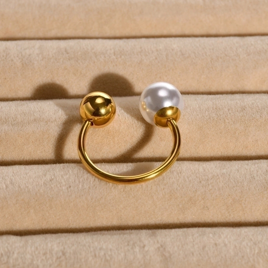 18K Gold Plated Pearls Open Ring
