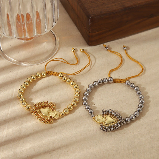 Heart Shape Copper 18K Gold Plated Bracelets