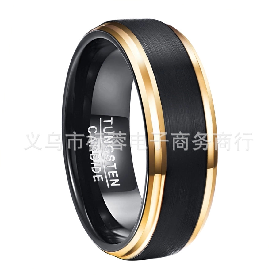 Plating black gold steel ring men's ring