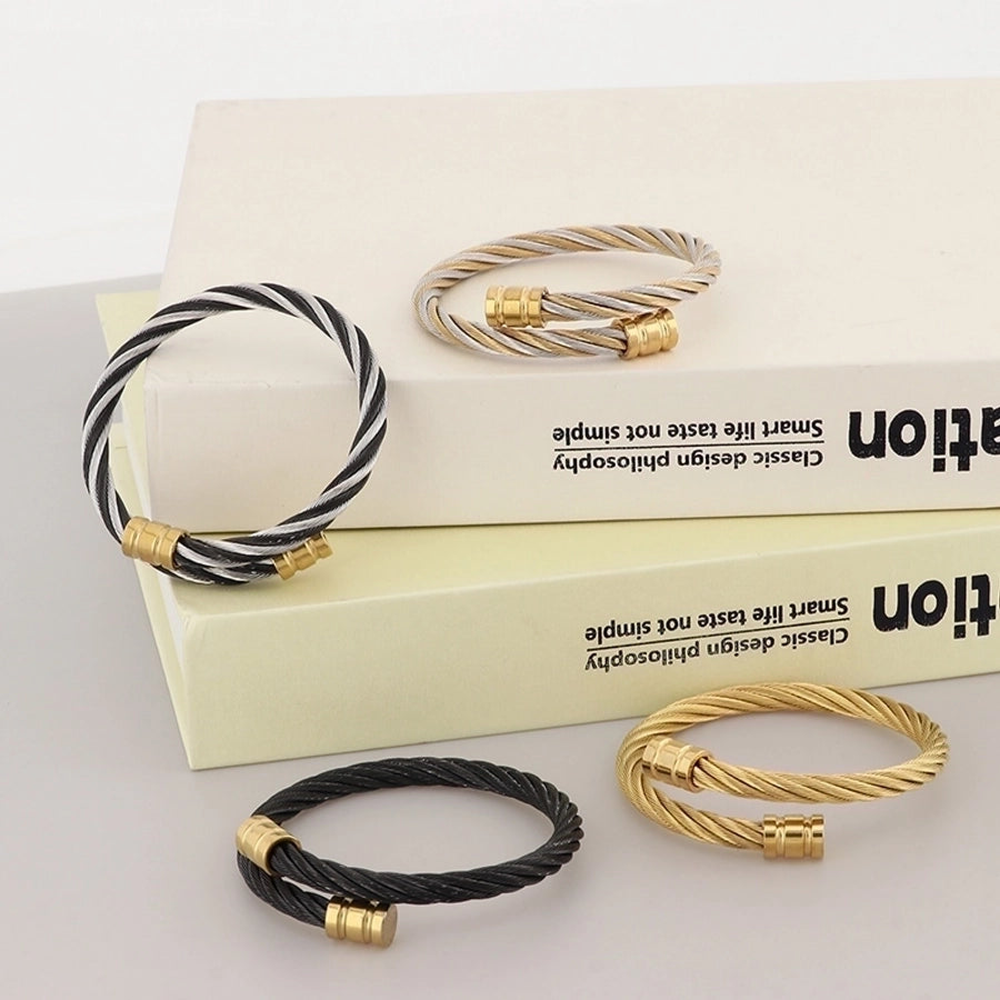 Stainless Steel 18K Gold Plated Men's Bangle