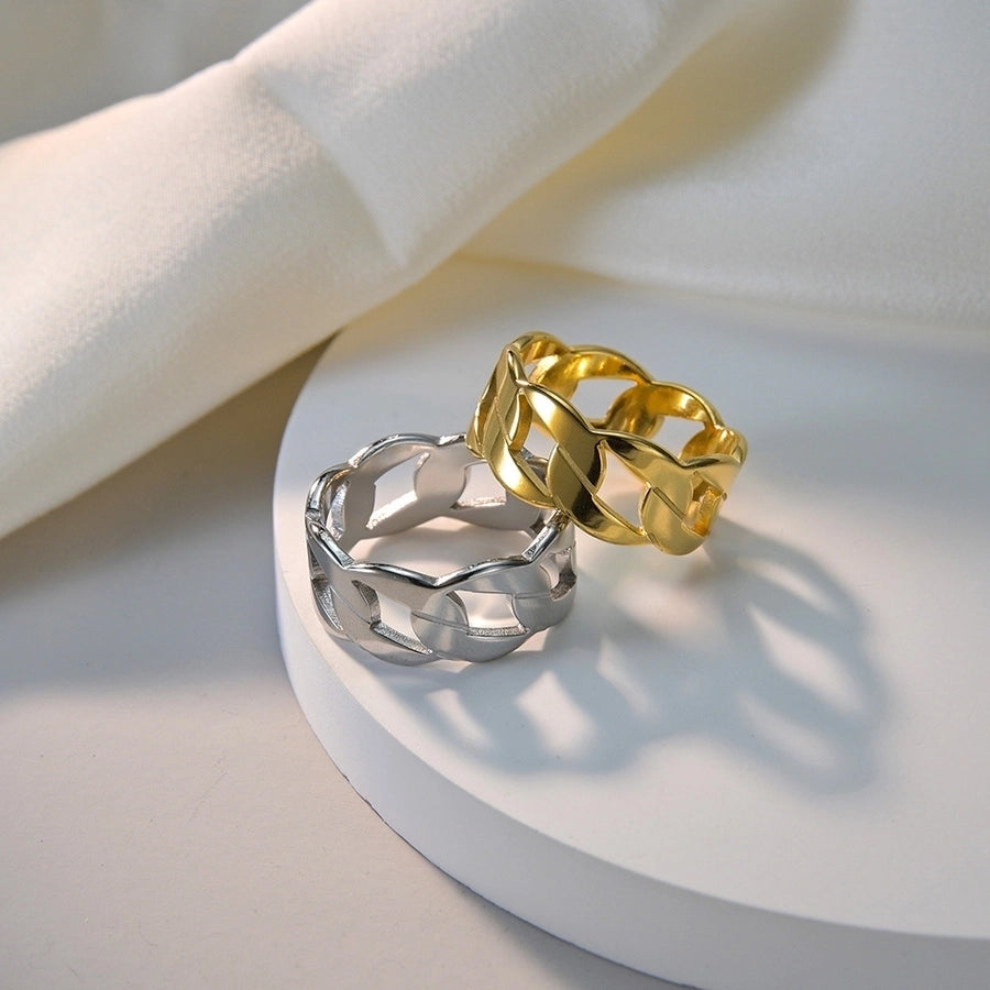 Stainless Steel Gold Plated Black Plated Hollow Out Rings