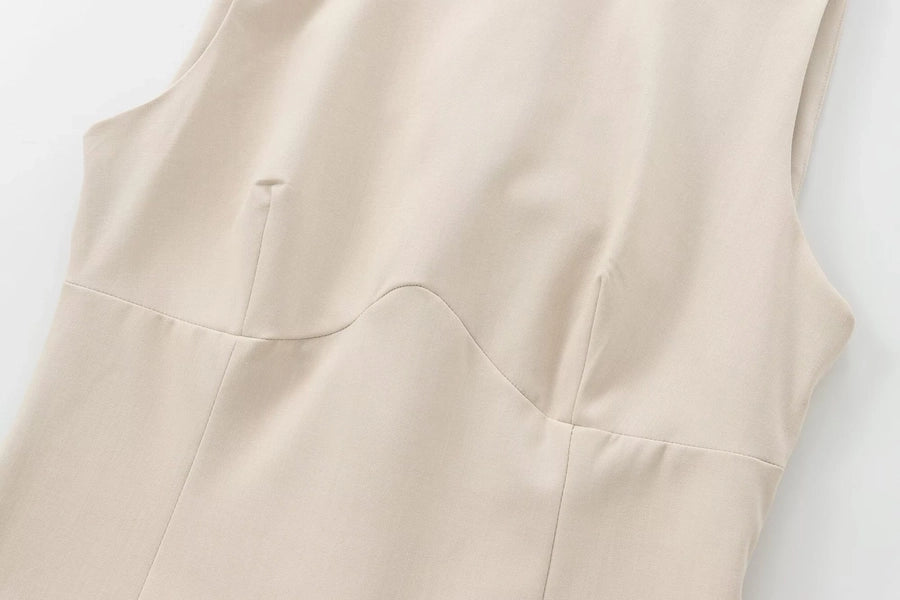 Women's Sheath Dress Elegant Round Neck Bowknot Pleated Sleeveless Solid Color Above Knee Daily