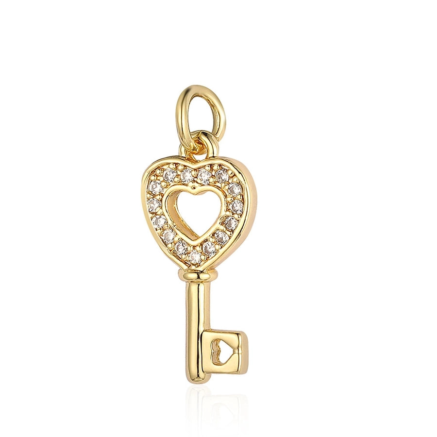 1 Piece Copper Zircon 18K Gold Plated Key