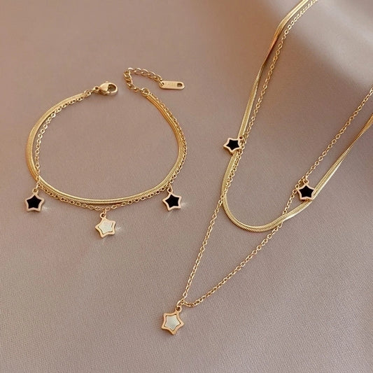 Fashion star titanium steel enamel women's bracelets necklace