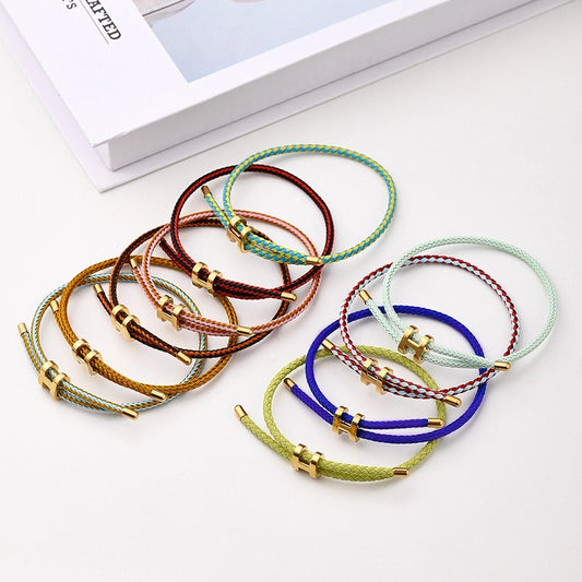Casual Modern Style Simple Style Letter Colorful Solid Color 18K Gold Plated Stainless Steel  wristband