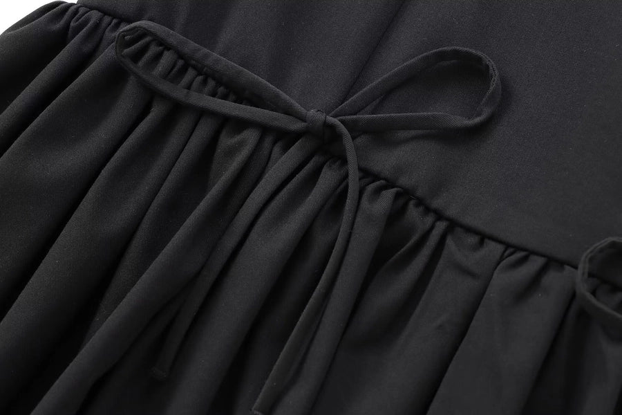 Women's Sheath Dress Elegant Round Neck Bowknot Pleated Sleeveless Solid Color Above Knee Daily