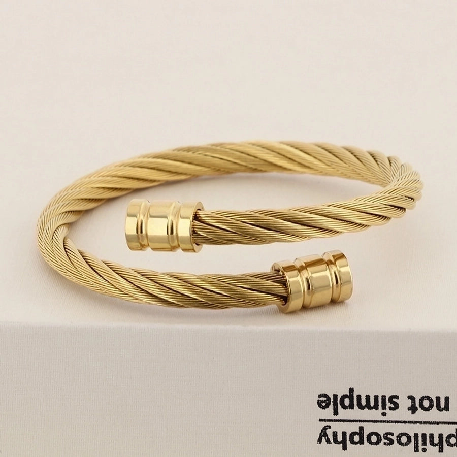 Stainless Steel 18K Gold Plated Men's Bangle