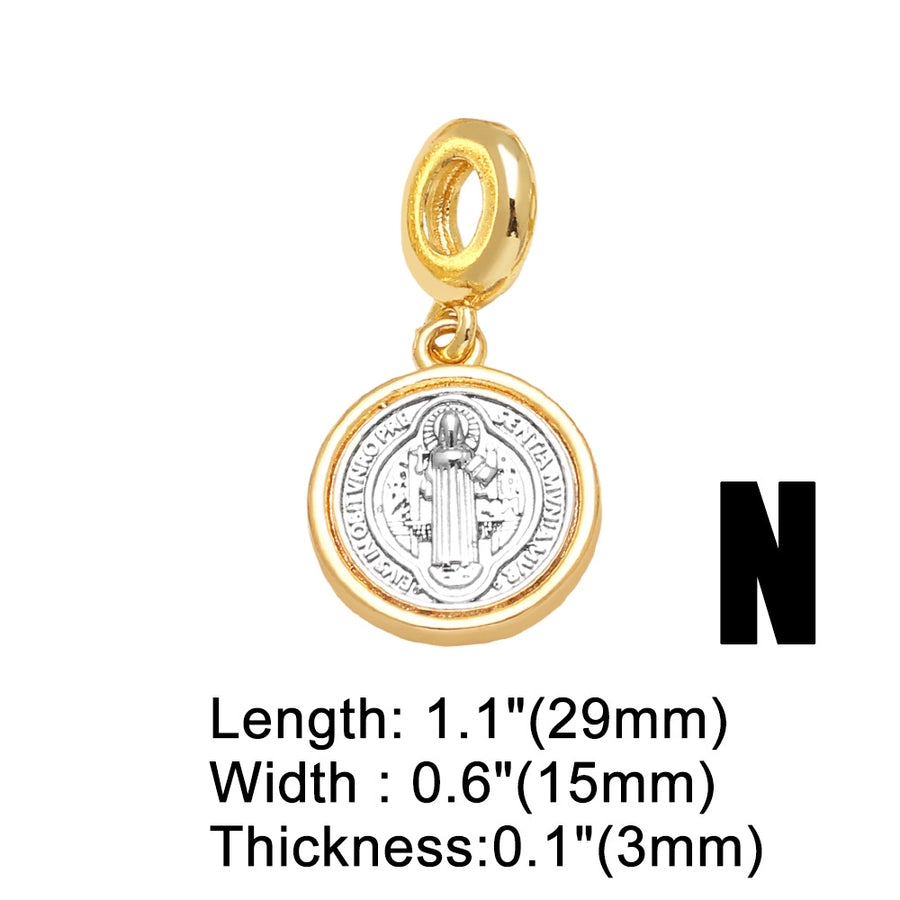 1 Piece 12*24mm Copper Zircon Gold Plated Human Cross Solid Color Pendant Chain Jewelry Accessories