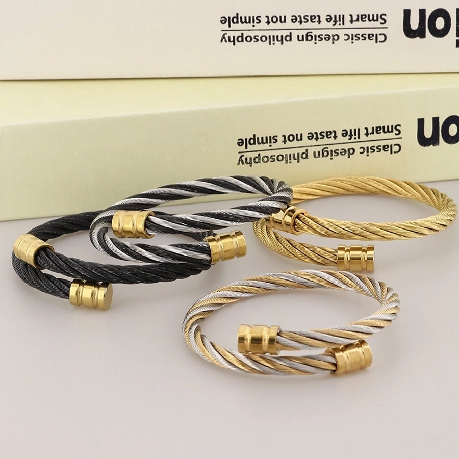 Stainless Steel 18K Gold Plated Men's Bangle