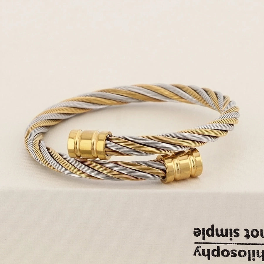 Stainless Steel 18K Gold Plated Men's Bangle
