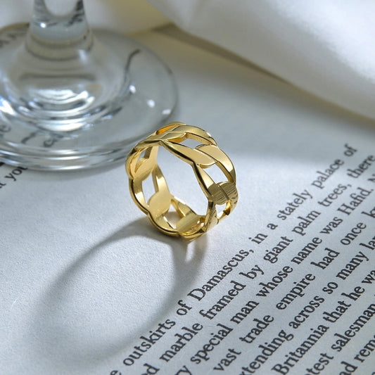 Stainless Steel Gold Plated Black Plated Hollow Out Rings
