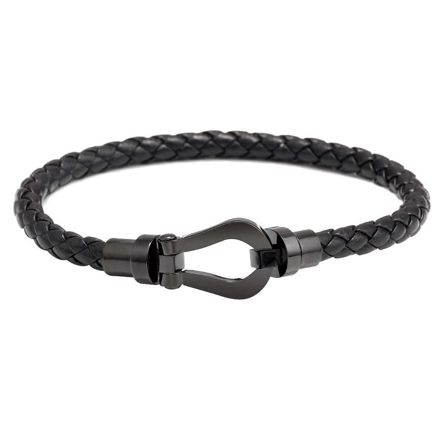 Stainless Steel pu leather hollow out women's wristband