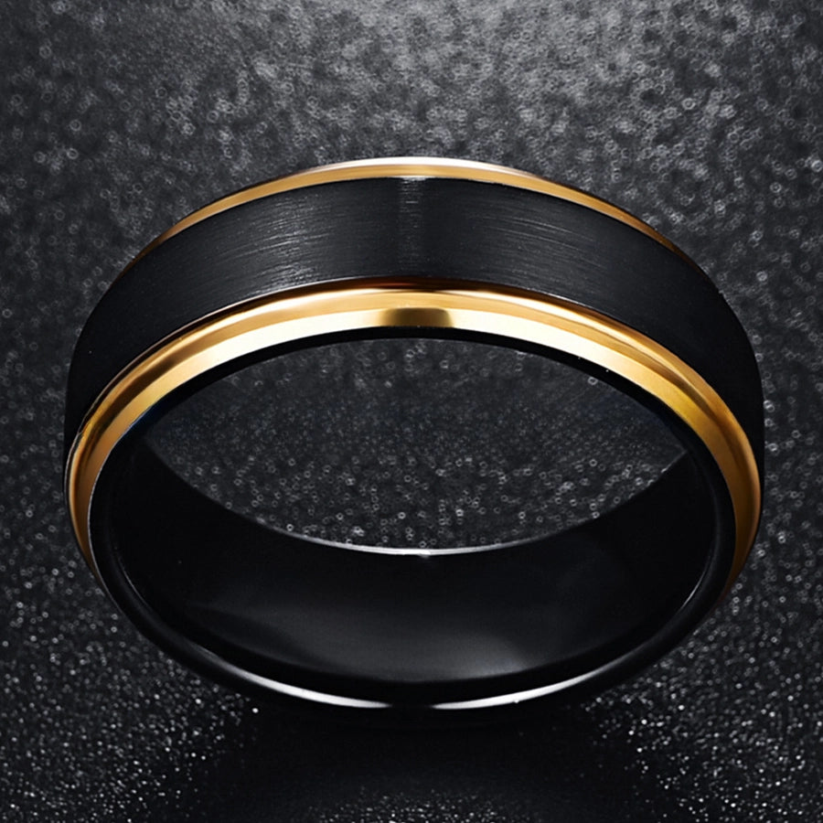 Plating black gold steel ring men's ring