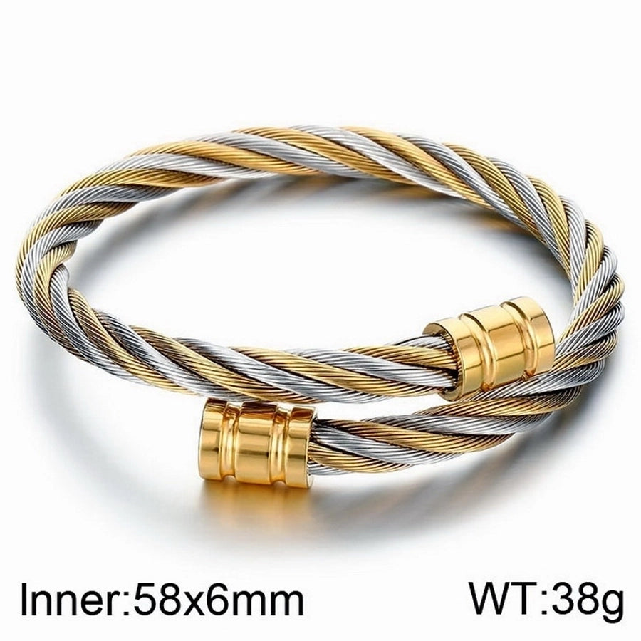 Stainless Steel 18K Gold Plated Men's Bangle