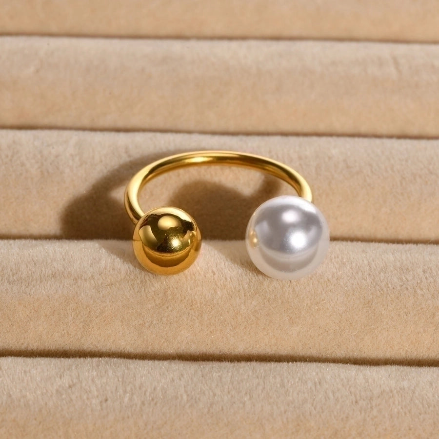 18K Gold Plated Pearls Open Ring