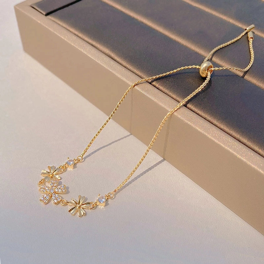 Copper cable chain Flower Bracelets 