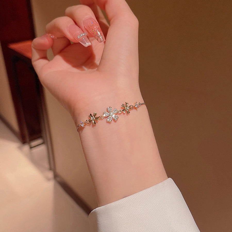 Copper cable chain Flower Bracelets 