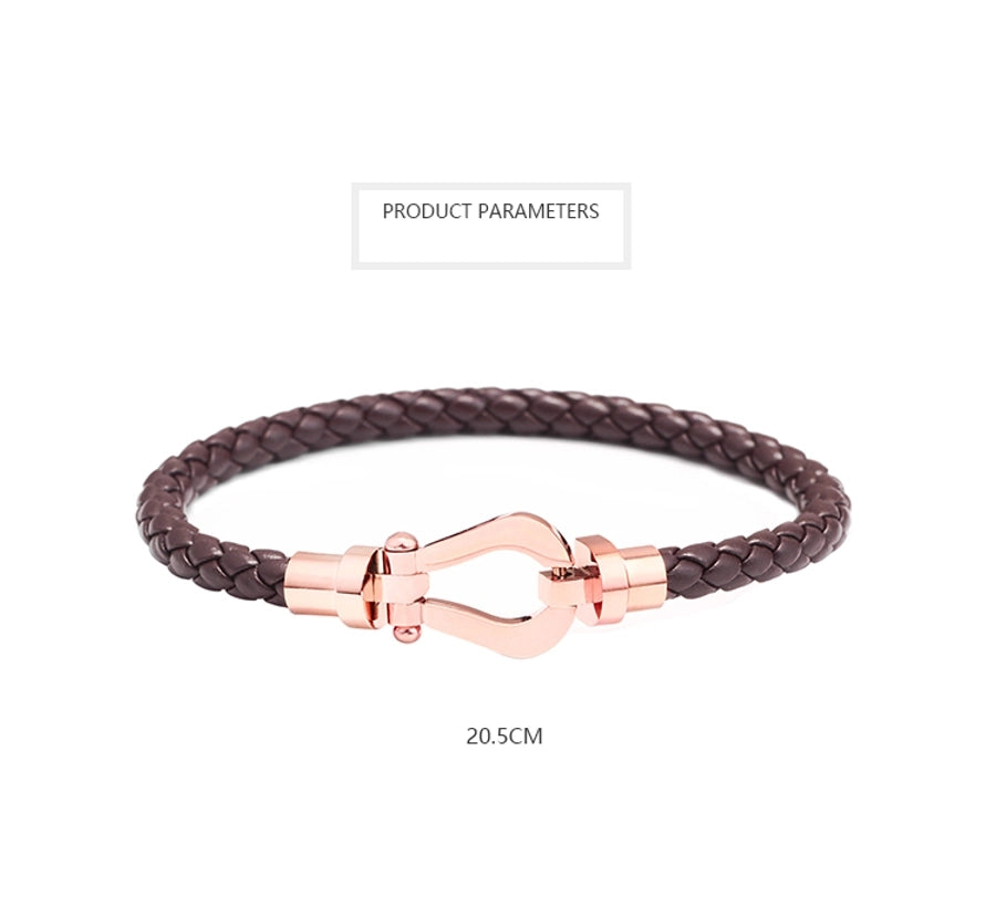 Stainless Steel pu leather hollow out women's wristband